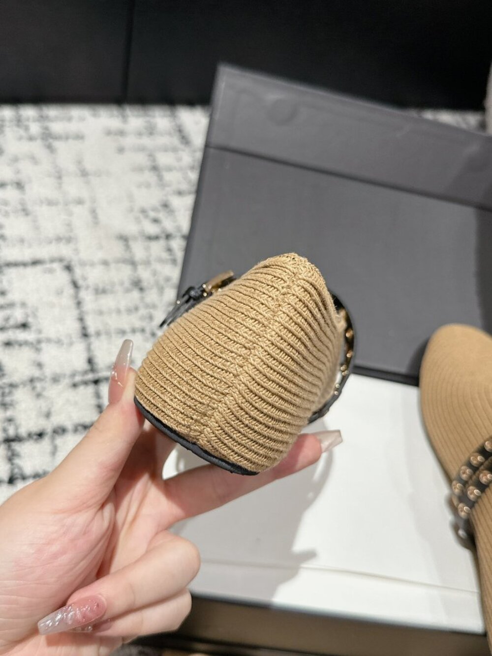 ALAÏA Woven Double-Buckle Mary Jane Flats - Picture 8 of 9